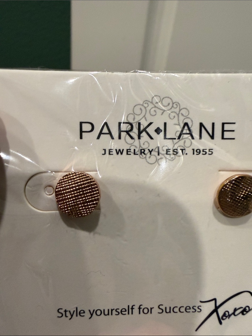 Park Lane Rose Gold Textured Disc Stud Earrings - Picture 3 of 3